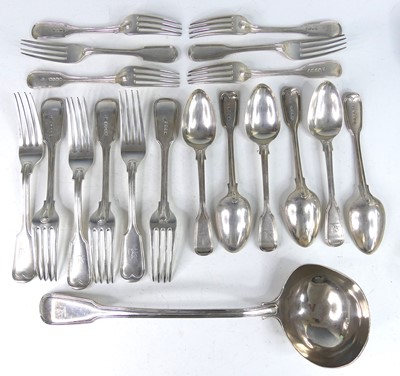 Lot 2128 - A suite of early Victorian silver cutlery, in...