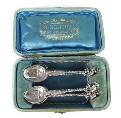 Lot 2082 - A cased set of twelve Dutch silver souvenir...