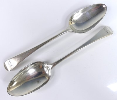 Lot 2090 - A pair of George III silver tablespoons, in...
