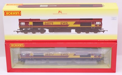 Lot 95 - A Hornby 00 gauge Class 66 in EWS maroon and...