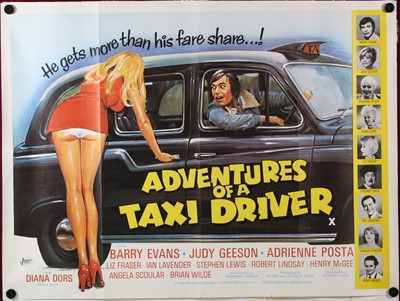 Lot 1035 - Adventures of a Taxi Driver, 1976, UK quad...