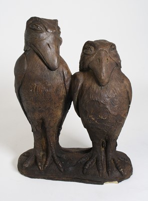 Lot 11 - A painted stoneware figure group of two...