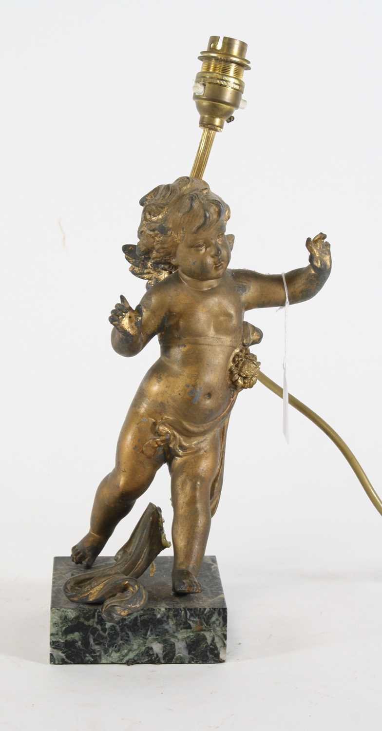 Lot 17 - An early 20th century gilt painted spelter...