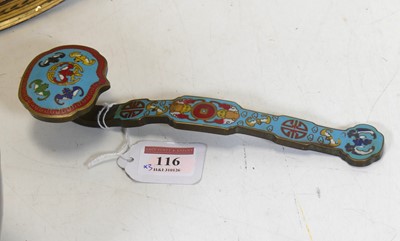 Lot 116 - A Chinese cloisonne enamel ruyi sceptre, with...