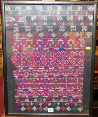 Lot 1006 - Pair of far eastern framed and woven fabric...