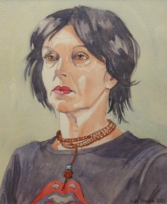 Lot 1045 - Kate Hanlon - portrait study, watercolour,...