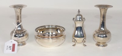 Lot 317 - A pair of Edwardian silver spill vases, each...