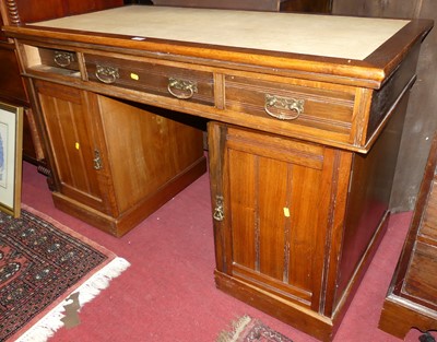 Lot 1171 - An Edwardian walnut and later beige rexine...