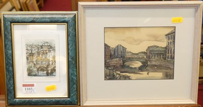 Lot 1103 - AA Prout - Stone cottage in a landscape,...