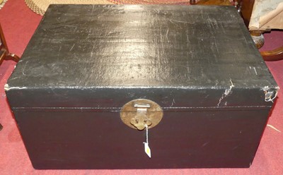 Lot 1201 - An Eastern painted and canvas-clad hinge...