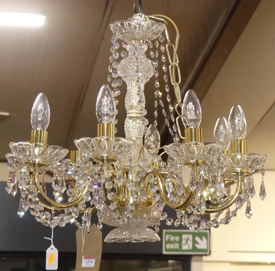 Lot 1274 - A crystal glass and polished brass hanging...