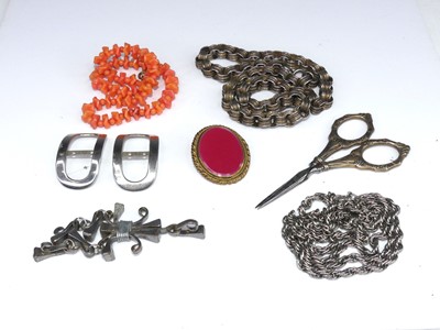 Lot 405 - Mixed lot to include a coral necklace, steel...
