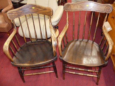 Lot 1298 - A near pair of early 20th century elm and oak...