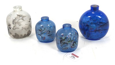 Lot 150 - A Chinese blue glass snuff bottle, reverse...