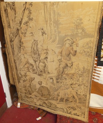 Lot 1343 - A continental woven tapestry wall hanging,...