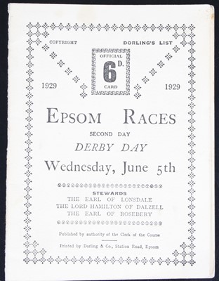 Lot 1148 - Epsom Races, a racecard for the Derby Day,...