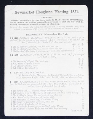 Lot 1150 - Newmarket Races, a racecard for the Newmarket...