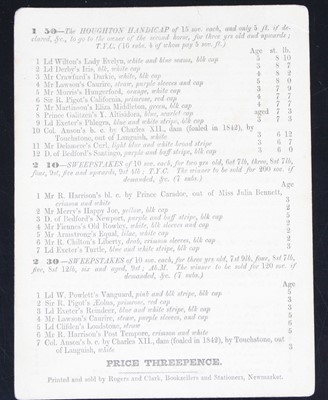Lot 1150 - Newmarket Races, a racecard for the Newmarket...