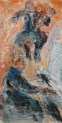 Lot 296 - Bernard Rooke (b.1938) - Duet, oil, collage...