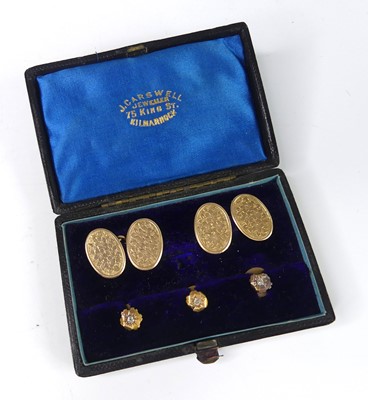 Lot 2202 - A pair of 9ct yellow gold oval double-ended...