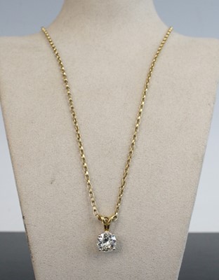 Lot 2064 - A yellow and white metal diamond solitaire...