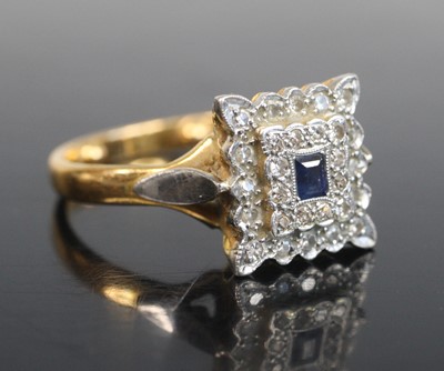Lot 2211 - A 22ct gold, platinum, sapphire and diamond...