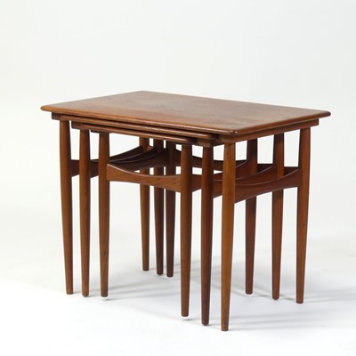 Lot 406 - A 1960s Danish teak nest of three occasional...