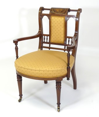 Lot 2416 - A Sheraton Revival mahogany and inlaid salon...