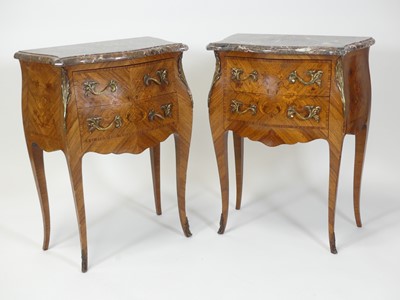 Lot 2446 - A pair of French rosewood and floral marquetry...