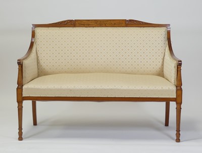 Lot 2475 - A Sheraton Revival satinwood salon suite,...