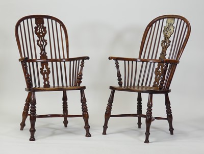 Lot 2445 - A pair of 19th century elm seat, fruitwood and...