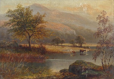 Lot 2359 - William Mellor (1851-1931) - Cattle watering...
