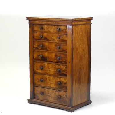 Lot 2477 - A Victorian figured walnut Wellington chest,...