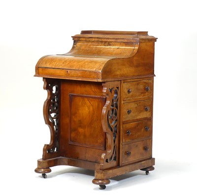 Lot 2430 - A Victorian figured walnut piano top writing...