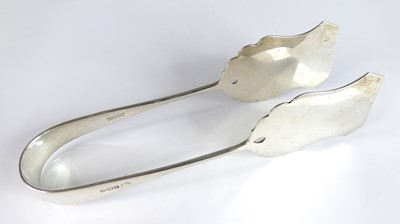 Lot 2100 - A pair of George V silver serving tongs, maker...