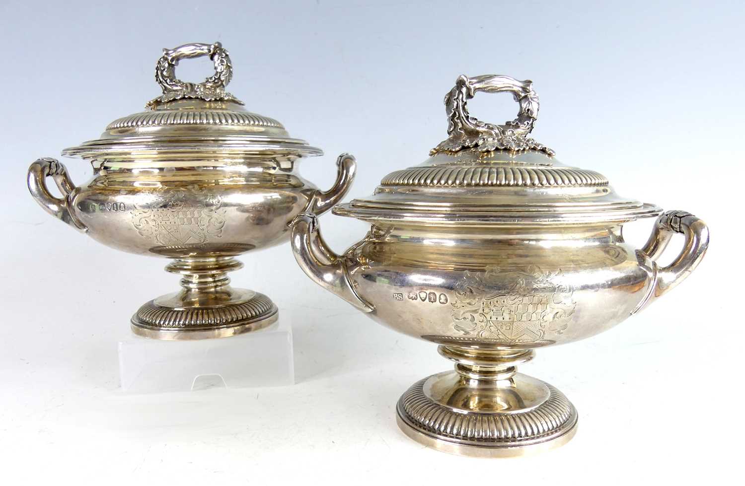 Lot 2151 - A pair of George IV silver twin handled...