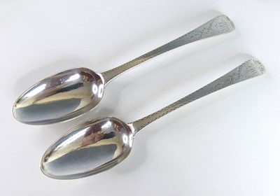 Lot 2089 - A pair of George III silver tablespoons, in...