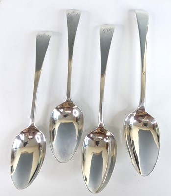 Lot 2102 - Four early 19th century silver tablespoons in...