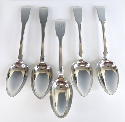 Lot 2124 - Five 19th century silver tablespoons in the...