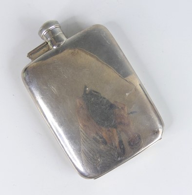 Lot 2118 - An Elizabeth II silver hip flask, of plain...