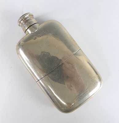 Lot 2116 - A Victorian silver hip flask, of plain curved...