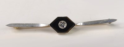 Lot 2155 - A yellow and white metal, onyx and diamond bar...