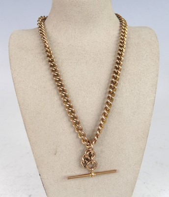 Lot 2225 - A 9ct yellow gold rounded curblink Albert...