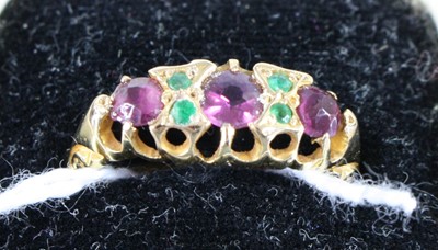 Lot 396 - A yellow metal, tourmaline and emerald...