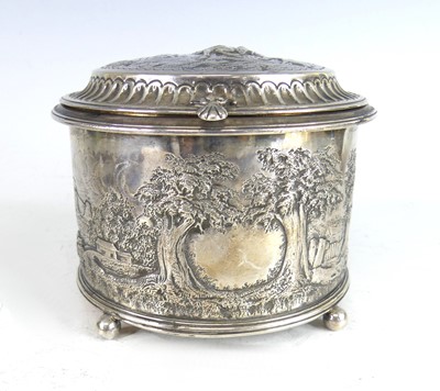 Lot 2120 - A George III silver table box, the cylindrical...