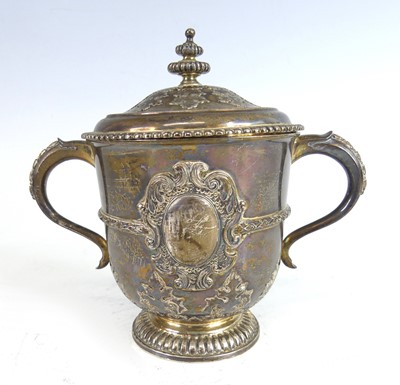 Lot 2135 - An Edwardian silver twin handled trophy cup...