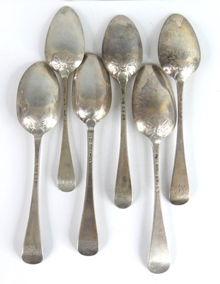 Lot 2123 - A collection of six Georgian silver fancy-back...