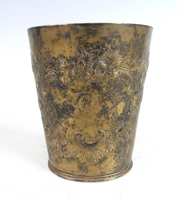 Lot 2097 - A George III silver beaker, repousse decorated...