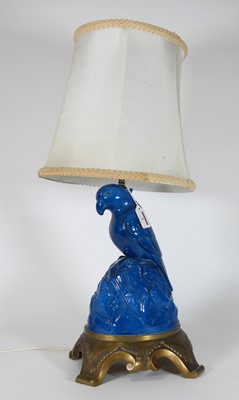 Lot 3 - A contemporary blue glazed pottery table lamp...