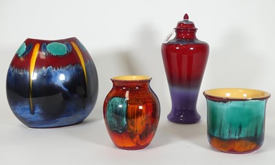 Lot 6 - A Poole Pottery Ruskin inspired vase and cover,...